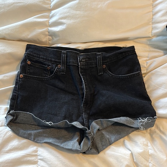 Levi's Pants - Levi's Black Jean Shorts with Frayed Hem